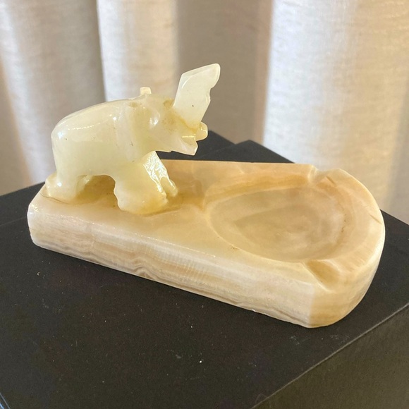 Other - Vintage Carved Stone Elephant Trinket Dish
